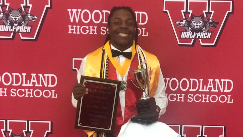 PHOTO: Rawlin Tate Jr., 18, has been named the 2018-2019 valedictorian of Woodland High School in Stockbridge, Georgia. Rawlin is the first African American male to hold the title at his school.