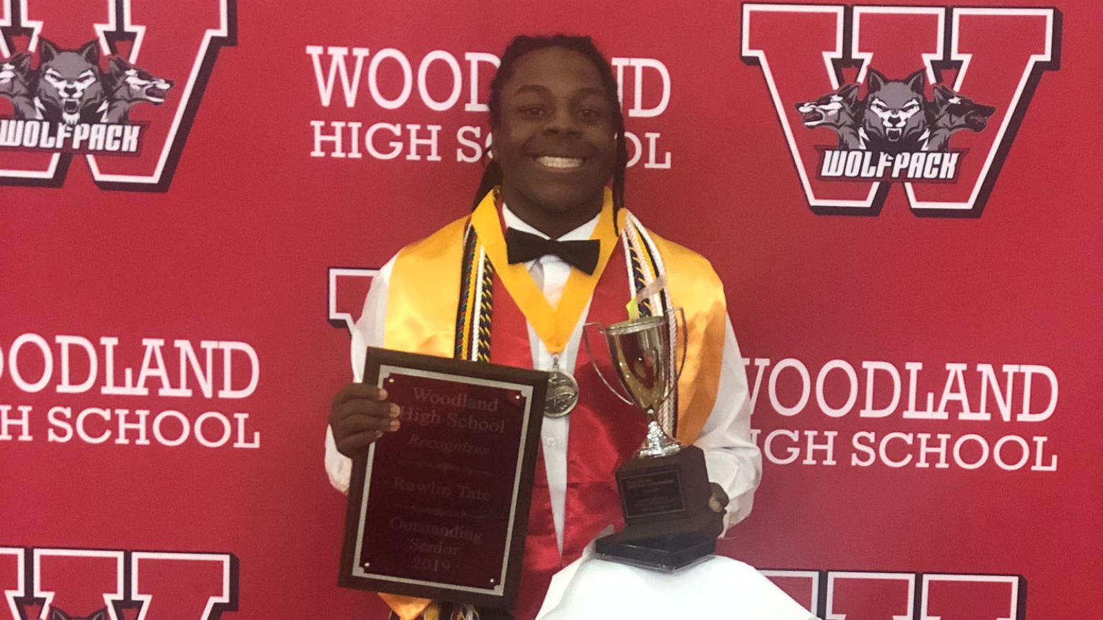 PHOTO: Rawlin Tate Jr., 18, has been named the 2018-2019 valedictorian of Woodland High School in Stockbridge, Georgia. Rawlin is the first African American male to hold the title at his school.