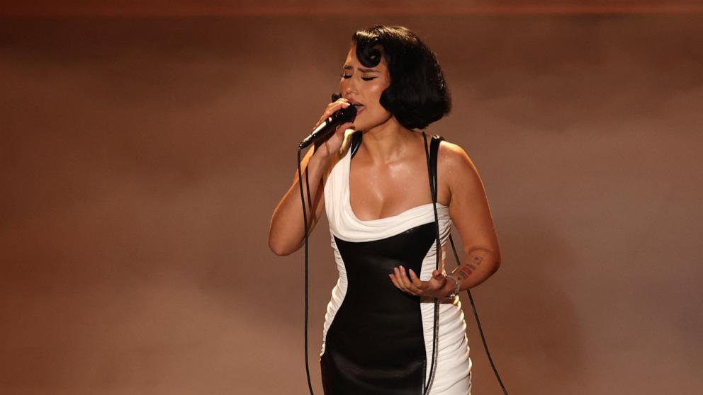 PHOTO: Raye performs during the Oscars show at the 97th Academy Awards in Hollywood, March 2, 2025. 