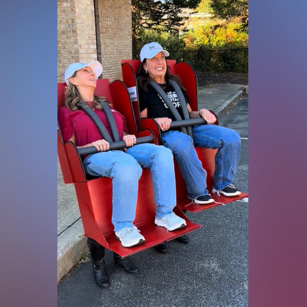 Sisters get creative for Halloween with their scream worthy roller coaster costume