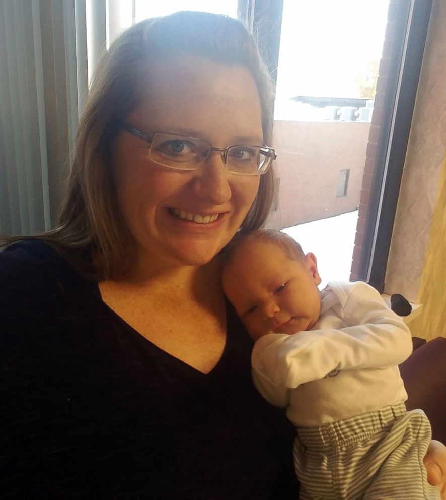 PHOTO: Rebecca Eggering poses with her newborn.