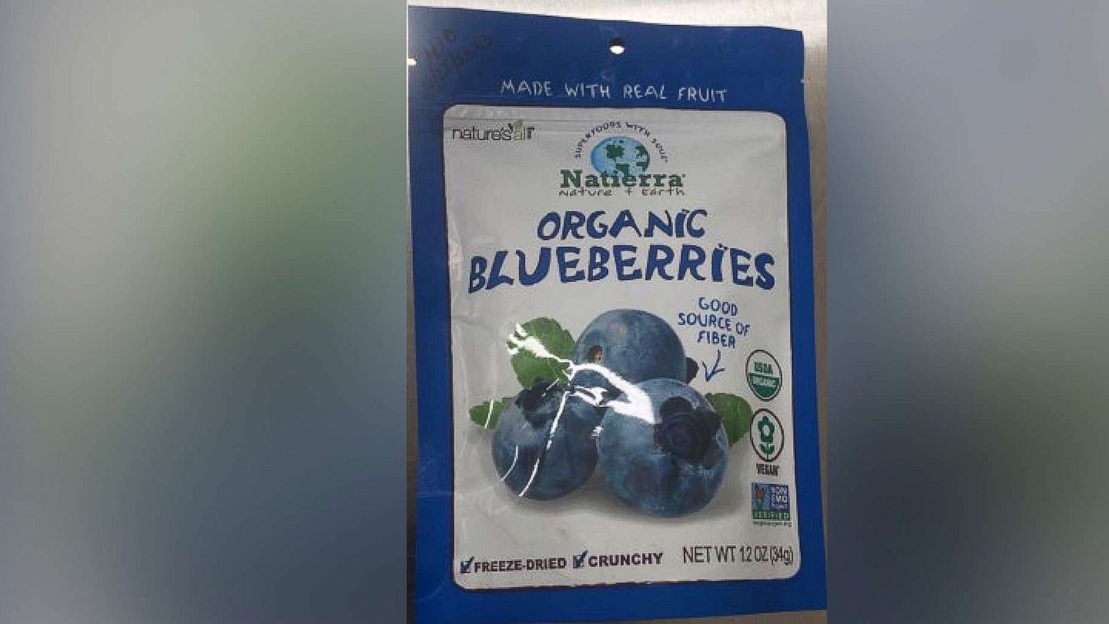 PHOTO: The FDA issued a recall for Natierra Organic Freeze-Dried Blueberries, July 14, 2022.