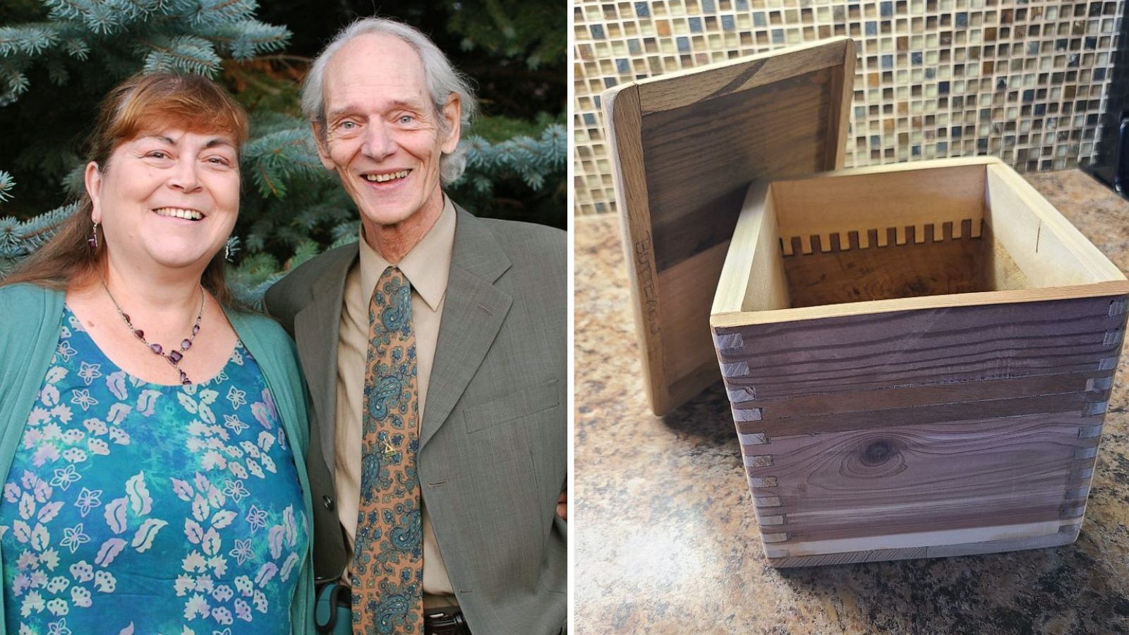 PHOTO: Harriet and Mient Timmermans from Canada, left, and the recipe box built by George Nesrallah, right.