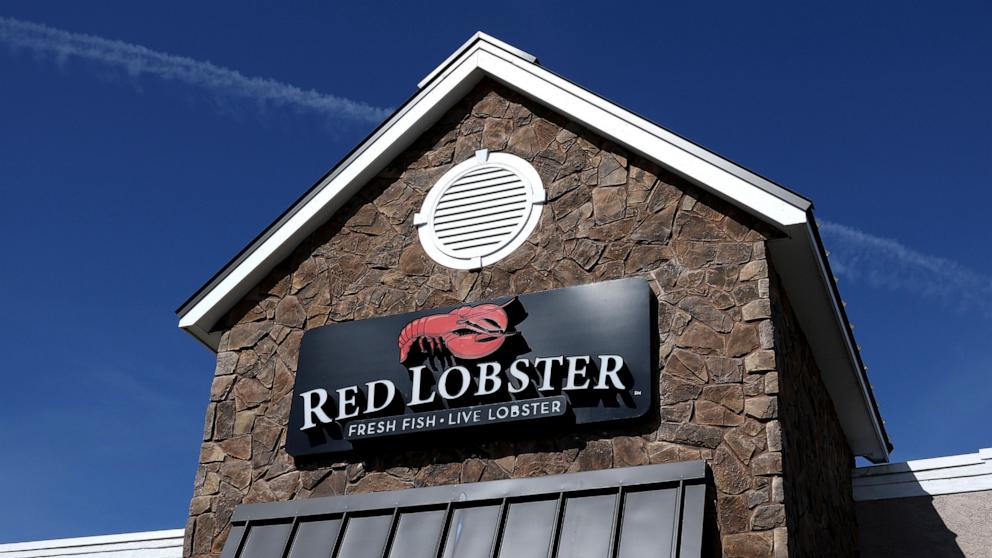 PHOTO: A sign is posted on the exterior of a Red Lobster restaurant on April 17, 2024 in Rohnert Park, California.