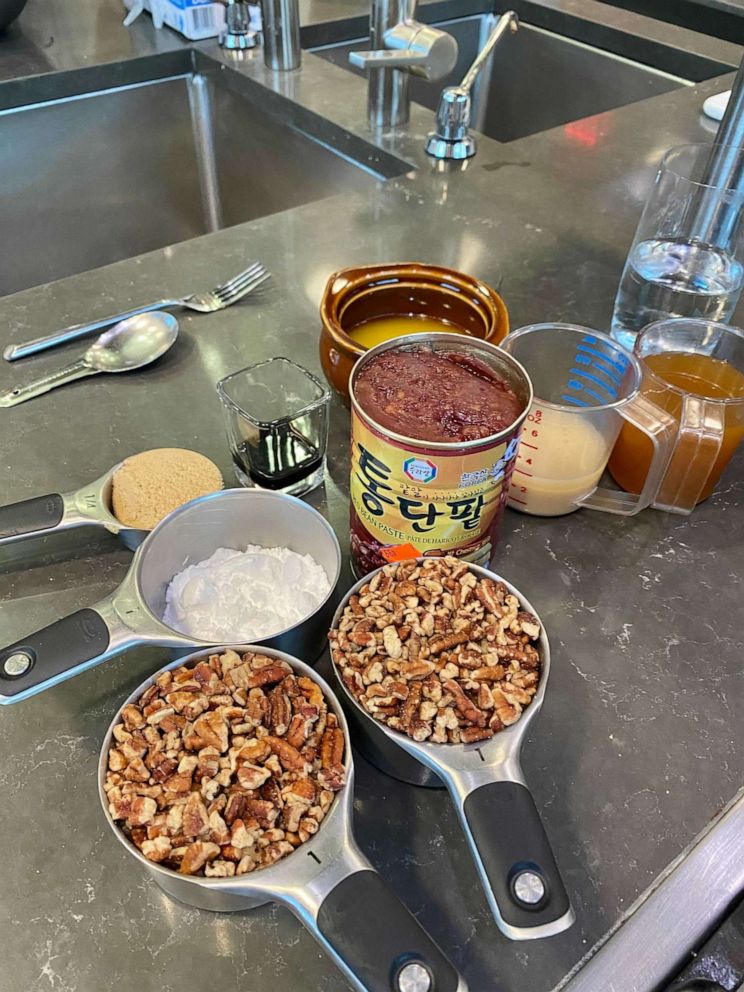 PHOTO: Ingredients to make The Korean Vegan's pecan paht pie.