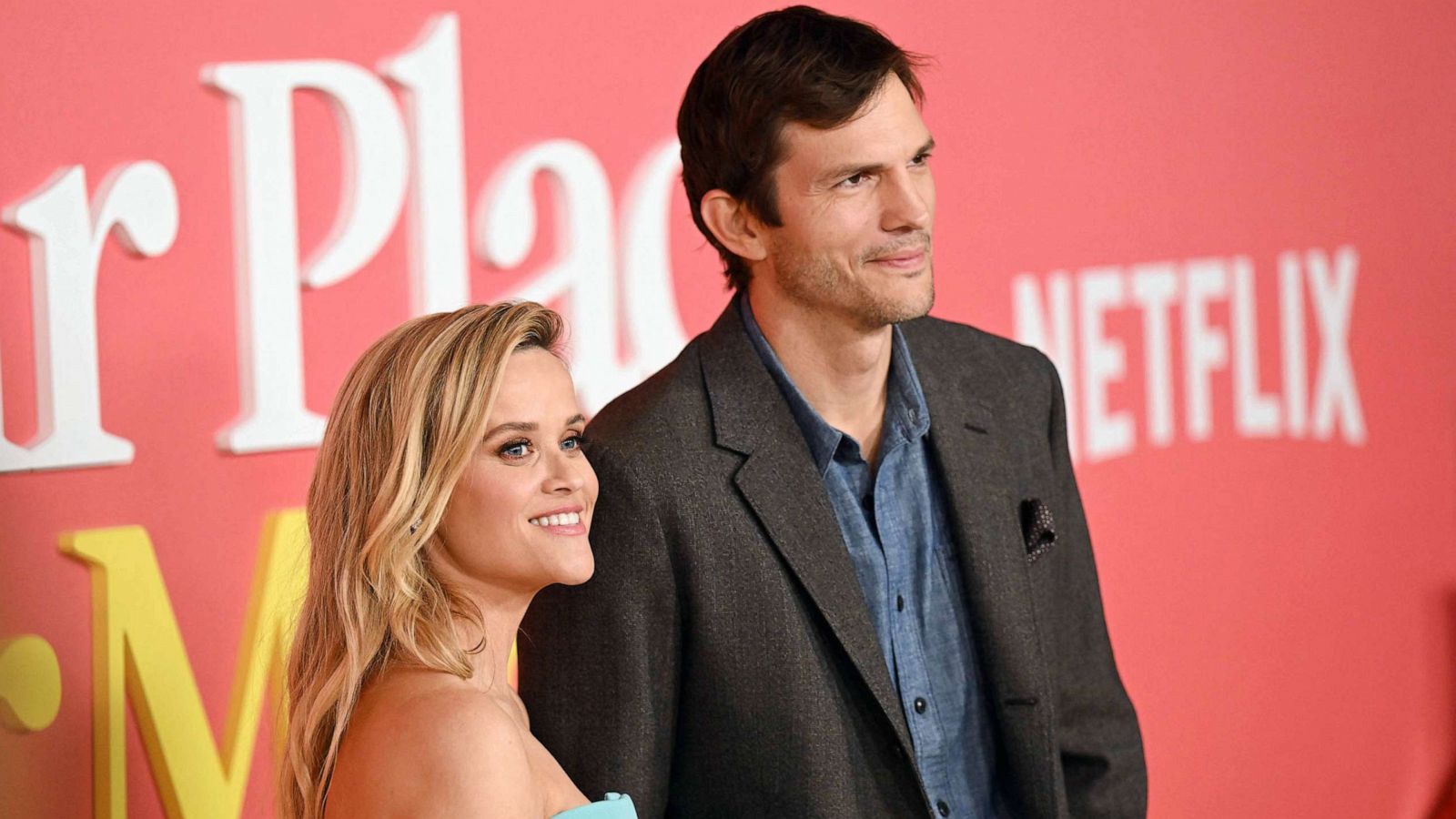 PHOTO: US actors Reese Witherspoon and Ashton Kutcher arrive for the world premiere of "Your Place or Mine" at the Regency Village Theater in Los Angeles, Feb. 2, 2023.