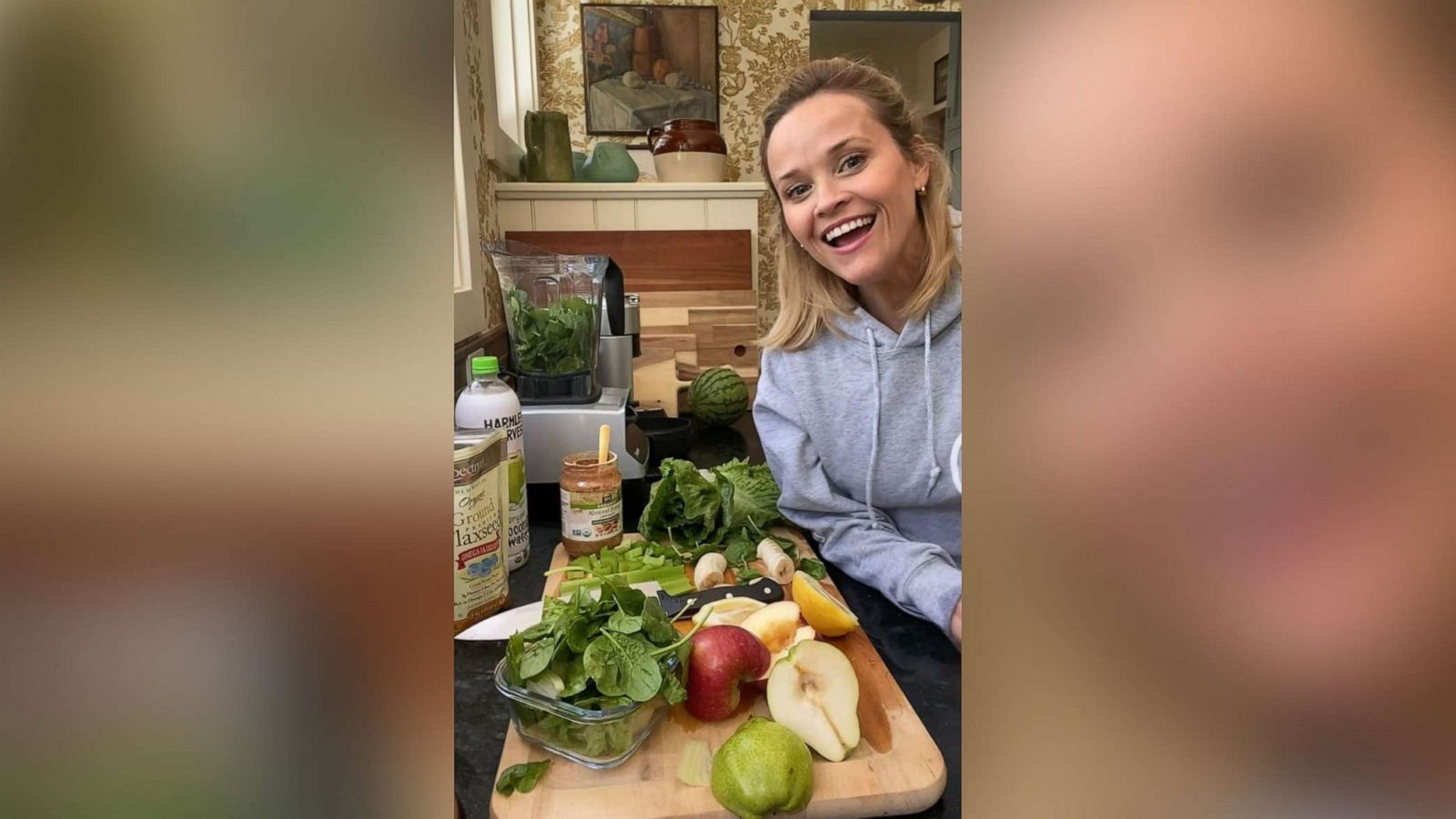 PHOTO: A still from a video posted to Reese Witherspoon's Instagram account on May 26, 2020, showing the actress sharing her green smoothie's recipe.