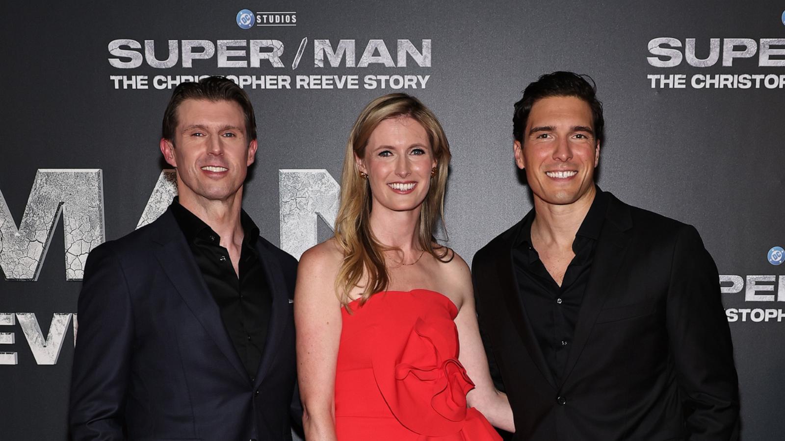 PHOTO: Matthew Reeve, Alexandra Reeve Givens and Will Reeve attend "Super/Man: The Christopher Reeve Story" New York Premiere at Museum of Modern Art, Sept. 18, 2024, in New York.