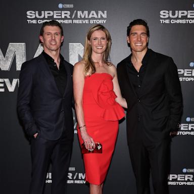 PHOTO: Matthew Reeve, Alexandra Reeve Givens and Will Reeve attend "Super/Man: The Christopher Reeve Story" New York Premiere at Museum of Modern Art, Sept. 18, 2024, in New York.