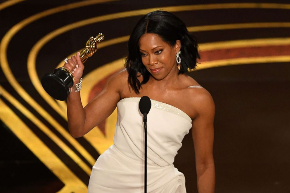 PHOTO: Regina King accepts her Oscar during the 91st annual Academy Awards at the Dolby Theatre in Hollywood, Calif., Feb. 24, 2019.