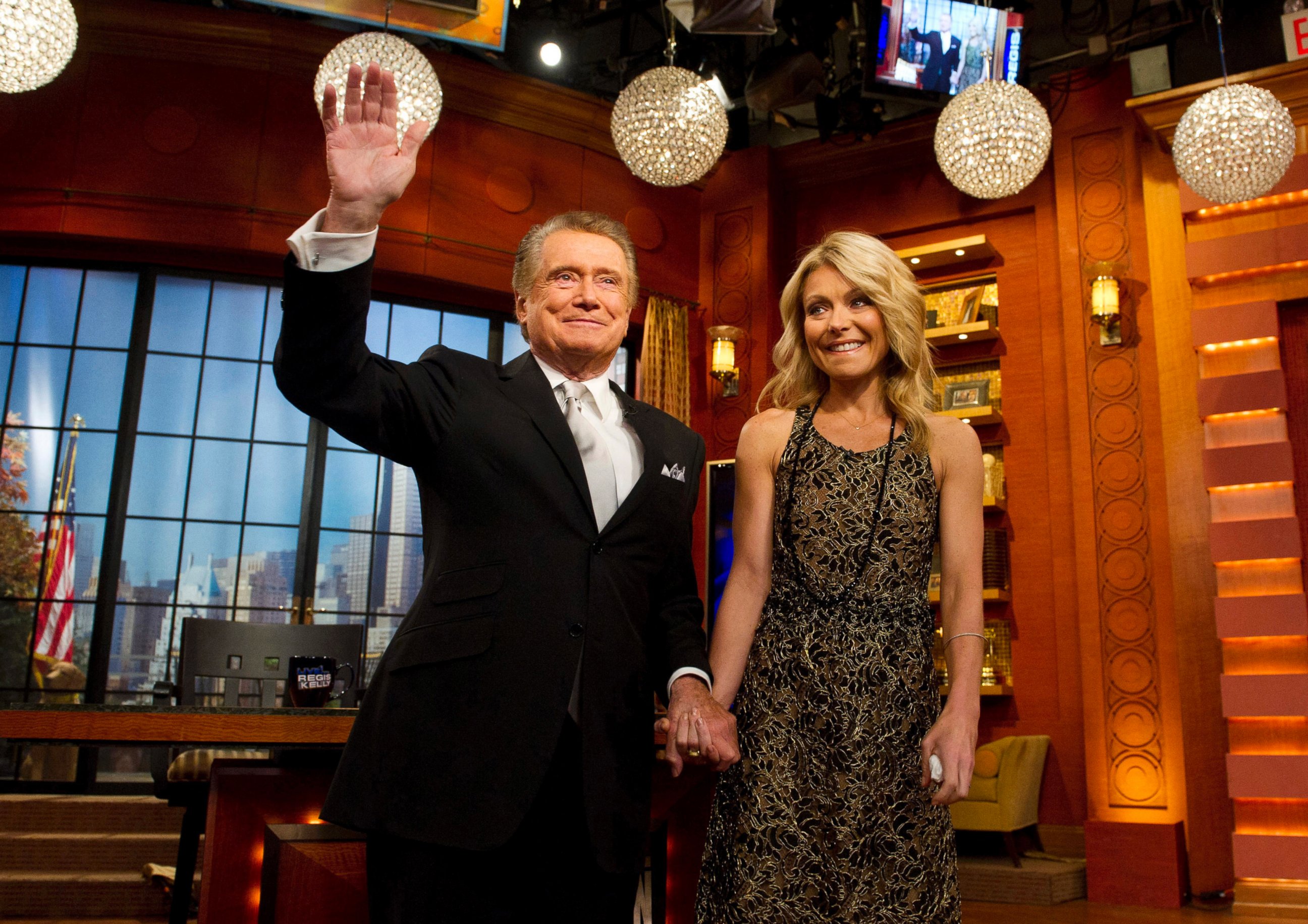 PHOTO: In this Friday, Nov. 18, 2011, file photo, Regis Philbin and Kelly Ripa appear on Regis' farewell episode of "Live! with Regis and Kelly", in New York.