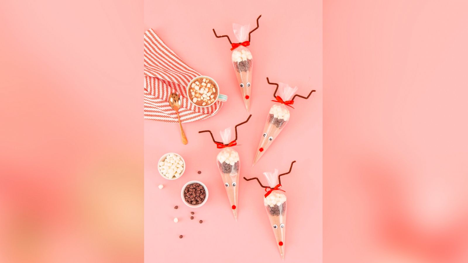 PHOTO: Gift these Reindeer Hot Cocoa Kits as party favors.