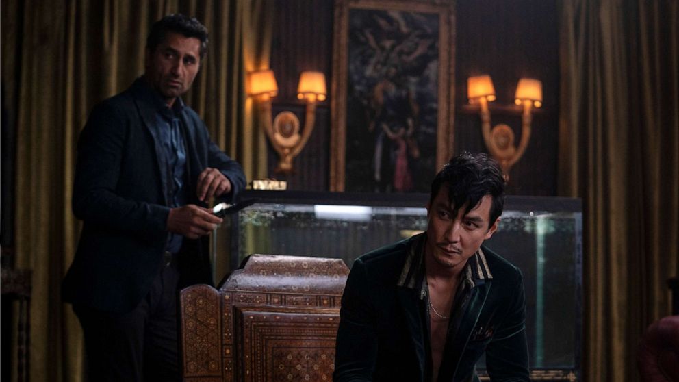 PHOTO: Cliff Curtis, left, and Daniel Wu in a scene from "Reminiscence."