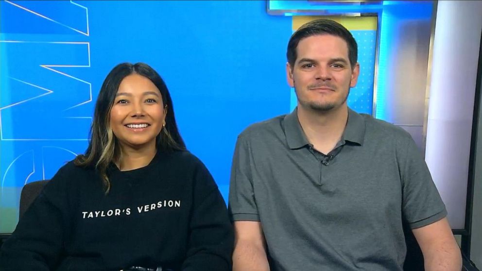 PHOTO: René Hurtado and Max Bochman, who got married at a Taylor Swift concert, appeared on "Good Morning America" Thursday morning.