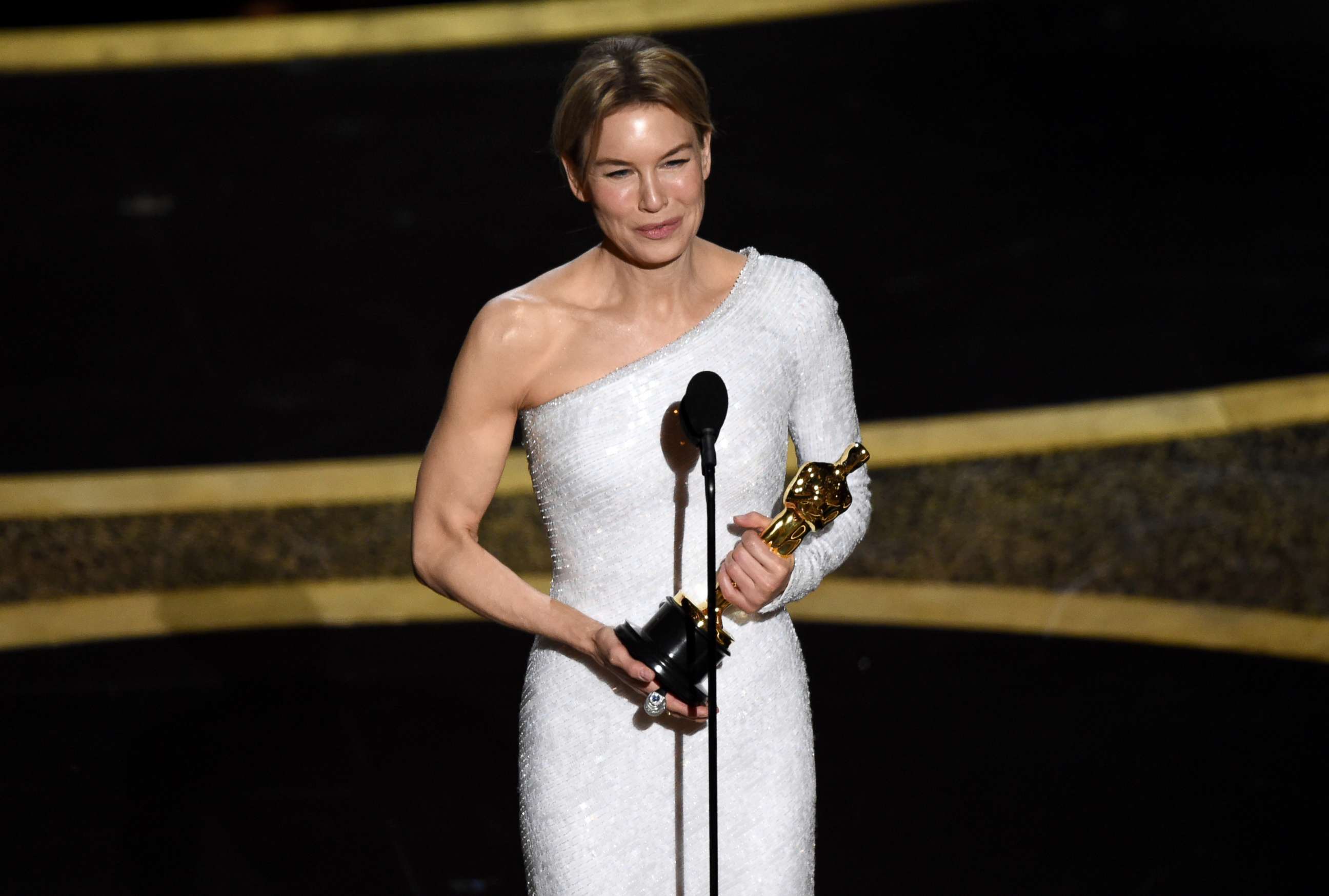 PHOTO: Renee Zellweger accepts the award for best performance by an actress in a leading role for "Judy" at the Oscars, Feb. 9, 2020, at the Dolby Theatre in Los Angeles.