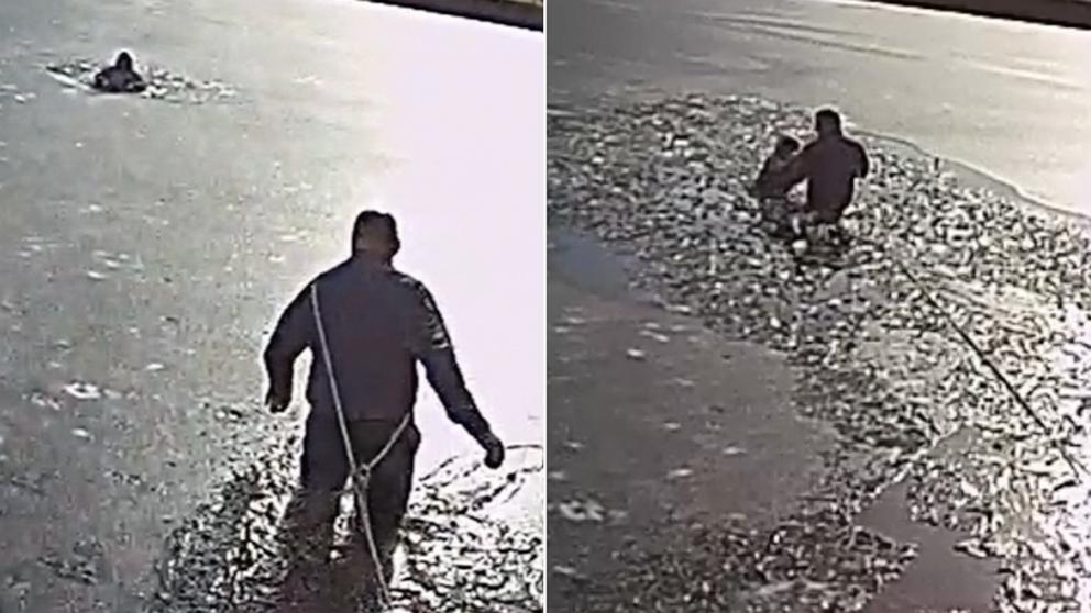 PHOTO: Patrolman Dave Brosonski of the West Long Branch Police Department rescued an 11-year-old boy from the icy water of Franklin Lake in West Long Branch, New Jersey on Feb. 3, 2025.