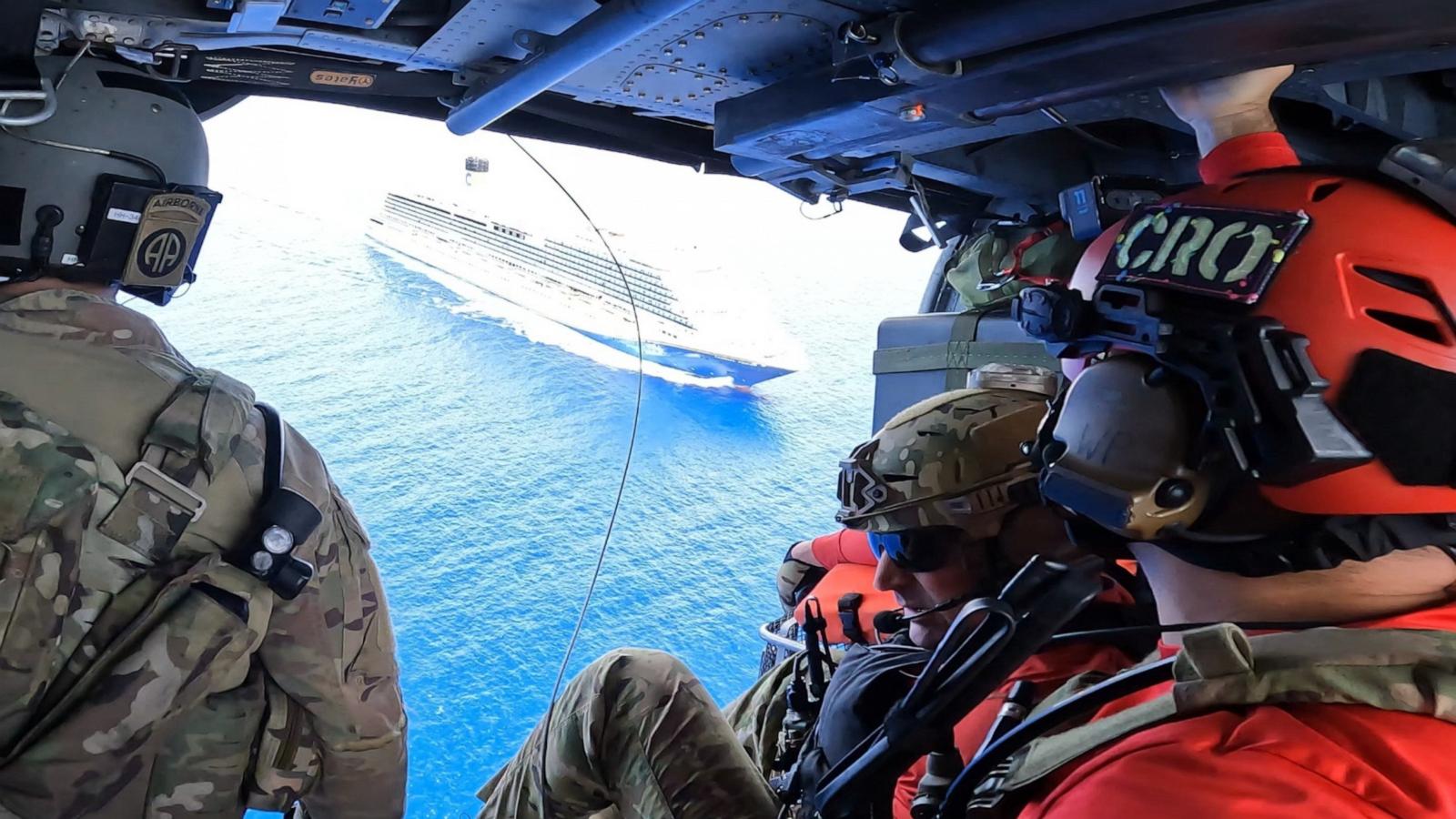 PHOTO: Air Force rescues a sick passenger from aboard the Carnival Venezia cruise ship.