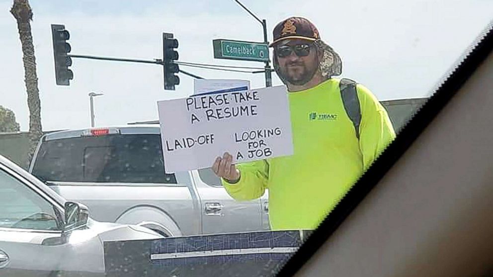 PHOTO: Patrick Hoagland received hundreds of job offers during his 3-day visits to busy intersections in Phoenix.