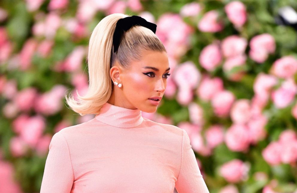 PHOTO: Hailey Bieber arrives to The 2019 Met Gala Celebrating Camp: Notes on Fashion at Metropolitan Museum of Art on May 6, 2019, in New York.