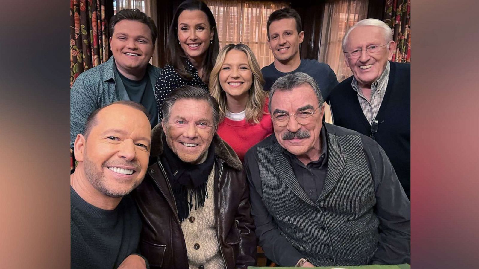 PHOTO: Donnie Wahlberg posted this photo of the cast of "Blue Bloods" on social media, including actor Tom Selleck, bottom right, and Larry Manetti, bottom center, Feb. 27, 2023.