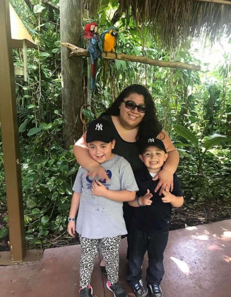 PHOTO: Ruthie Ramirez was discharged from Miami Cancer Institute, May 1, 2020, after beating COVID-19 and her kids Sofia and Isaac we're waiting to greet her with open arms.