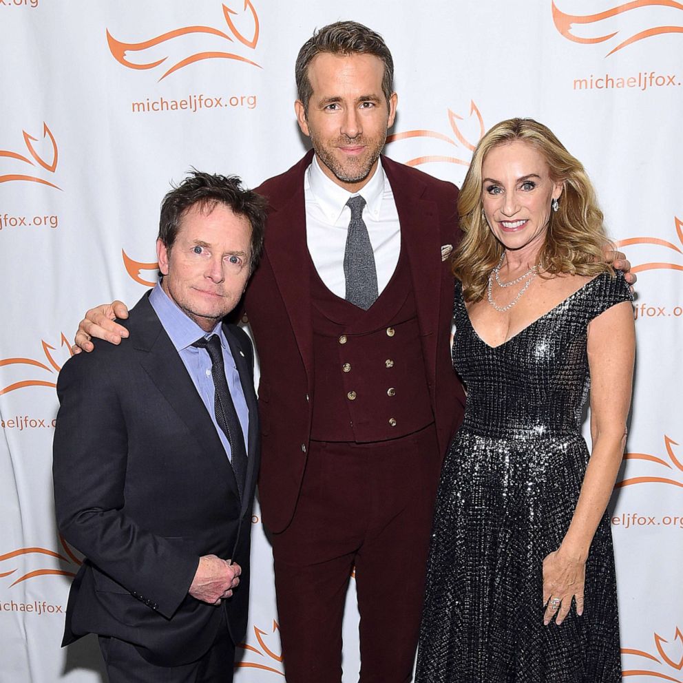 PHOTO: Michael J. Fox, Ryan Reynolds and Tracy Pollan attend A Funny Thing Happened On The Way To Cure Parkinson's benefitting The Michael J. Fox Foundation, Nov. 16, 2019, in New York.