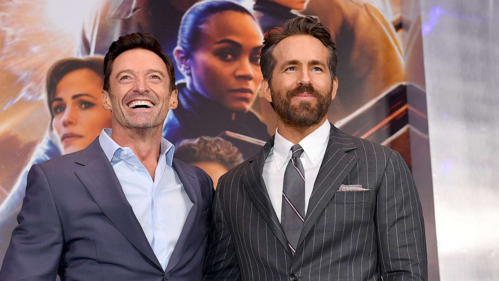 PHOTO: Hugh Jackman and Ryan Reynolds attend The Adam Project World Premiere at Alice Tully Hall, Feb. 28, 2022, in New York.