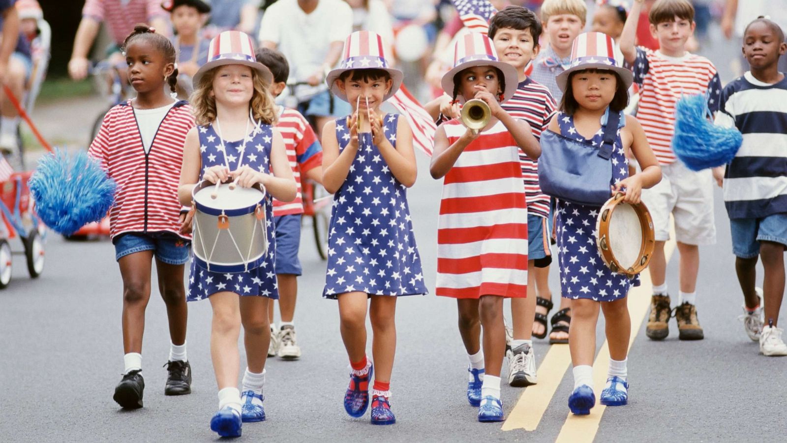 PHOTO: Children marching in 4th of July parade.