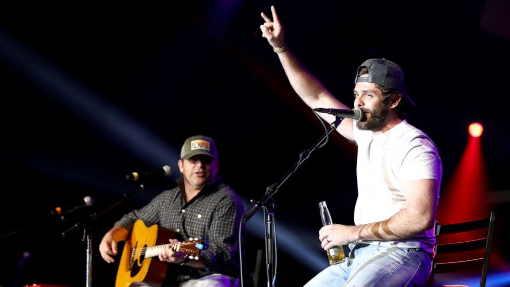 PHOTO: Rhett Akins and Thomas Rhett on April 5, 2019 in Las Vegas.