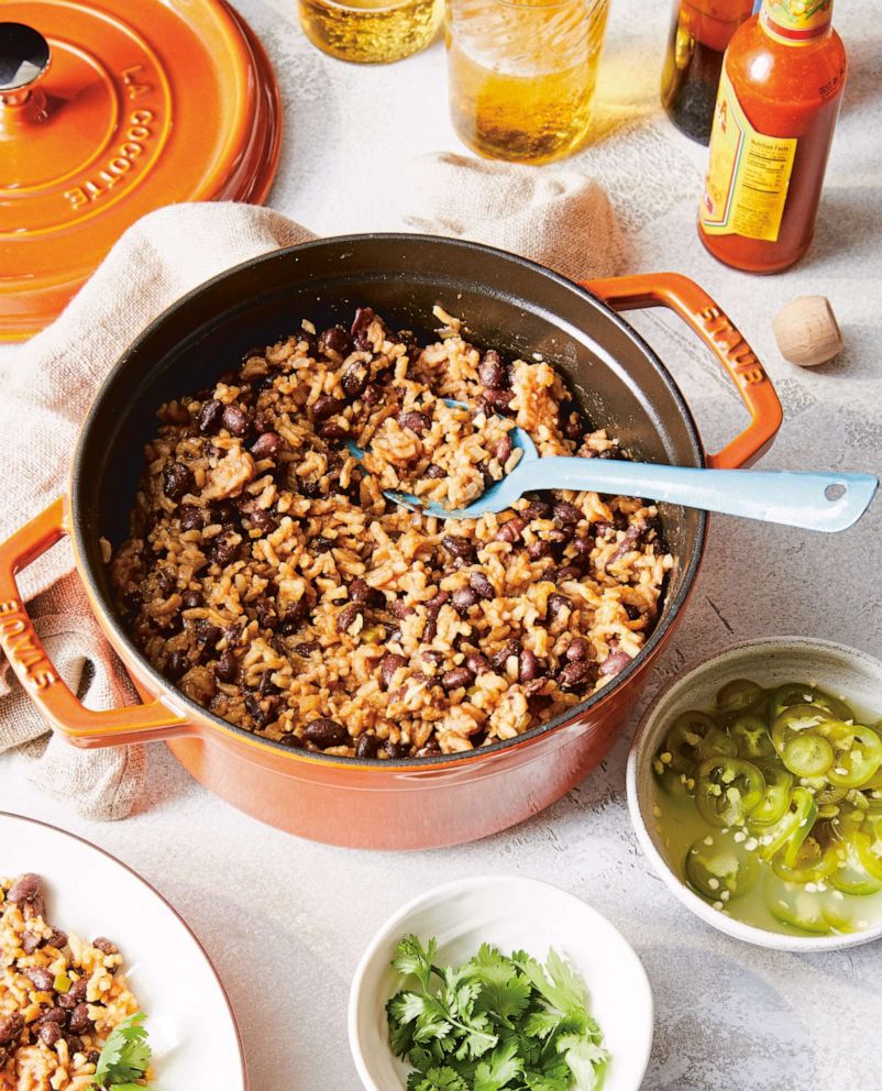 PHOTO: Rice and beans with quick pickled jalapenos.