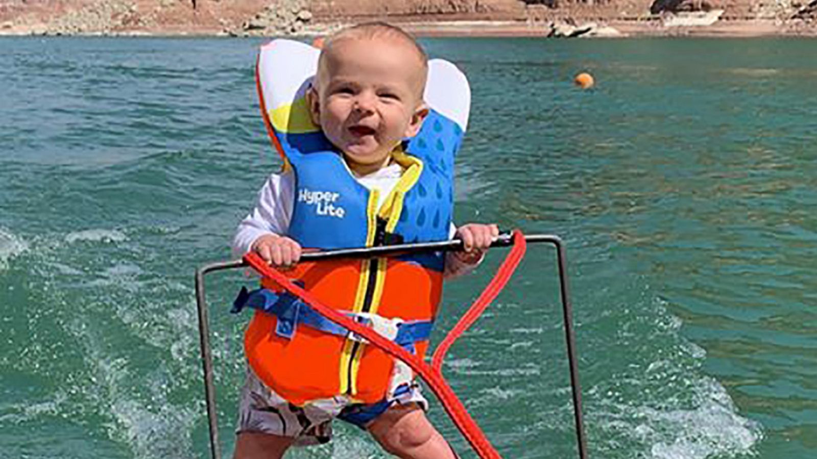 PHOTO: Rich Humphreys rides his custom waterski board across Lake Powell in Utah.