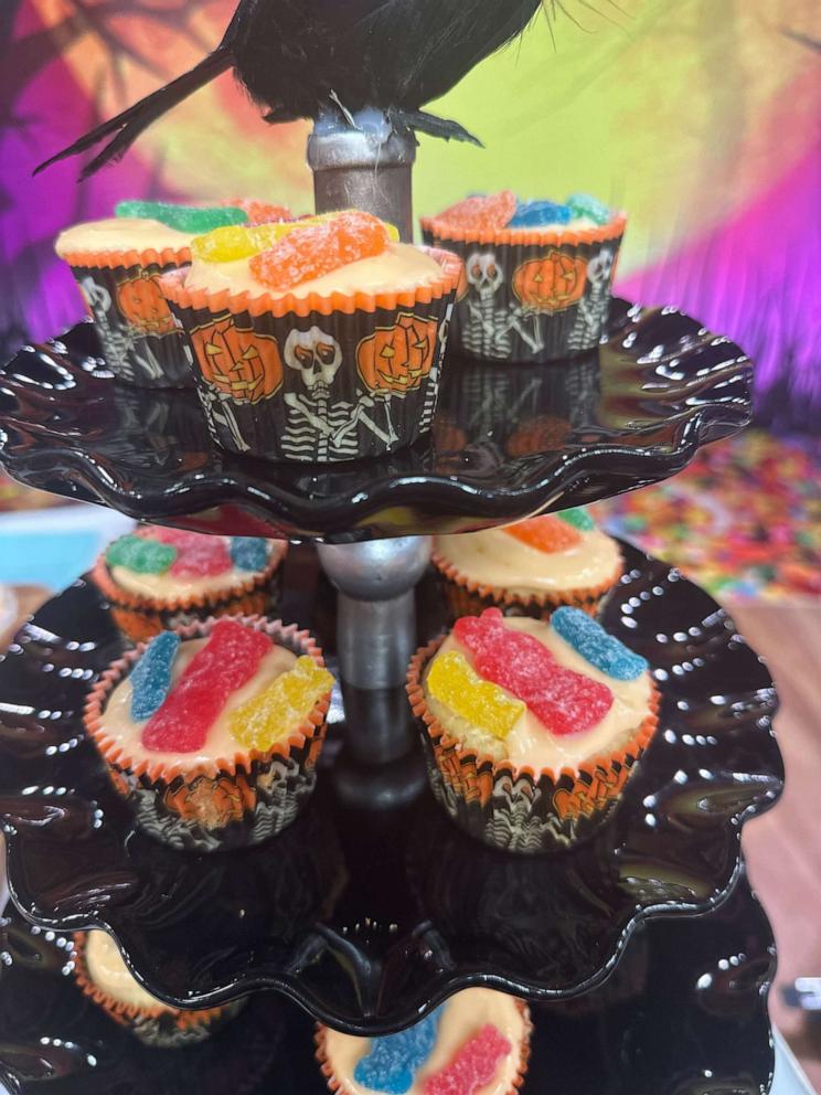 PHOTO: A tower of Sour Patch cupcakes for Halloween.