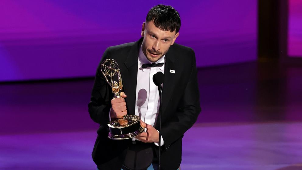 PHOTO: Richard Gadd accepts the Outstanding Writing For A Limited Or Anthology Series Or Movie award for "Baby Reindeer" at the 76th Primetime Emmy Awards, Sept. 15, 2024, in Los Angeles.