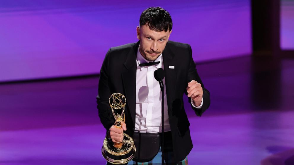 PHOTO: Richard Gadd accepts the Outstanding Lead Actor in a Limited or Anthology Series or Movie award for Baby Reindeer at the 76th Primetime Emmy Awards, Sept. 15, 2024, in Los Angeles.