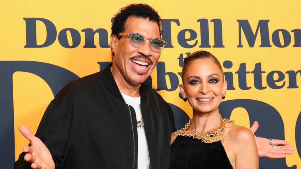 PHOTO: (L-R) Lionel Richie and Nicole Richie attend the Los Angeles premiere of "Don't Tell Mom the Babysitter's Dead" at The Grove on April 02, 2024 in Los Angeles.