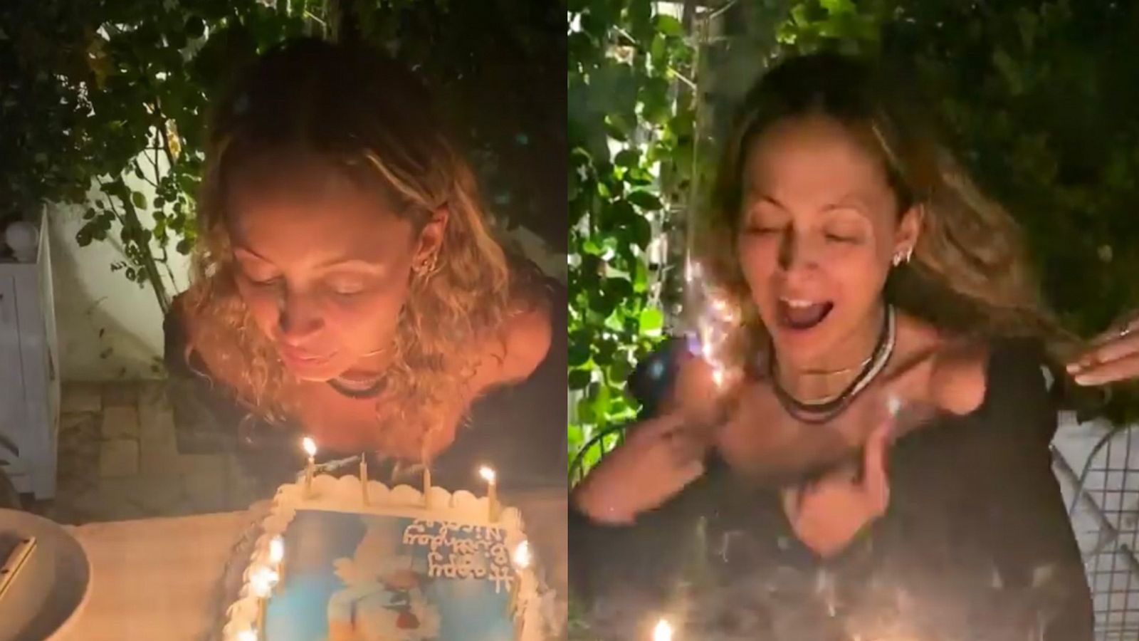 PHOTO: Nicole Richie shared a video on Instagram of her hair catching fire as she blew out the candles on her birthday cake.