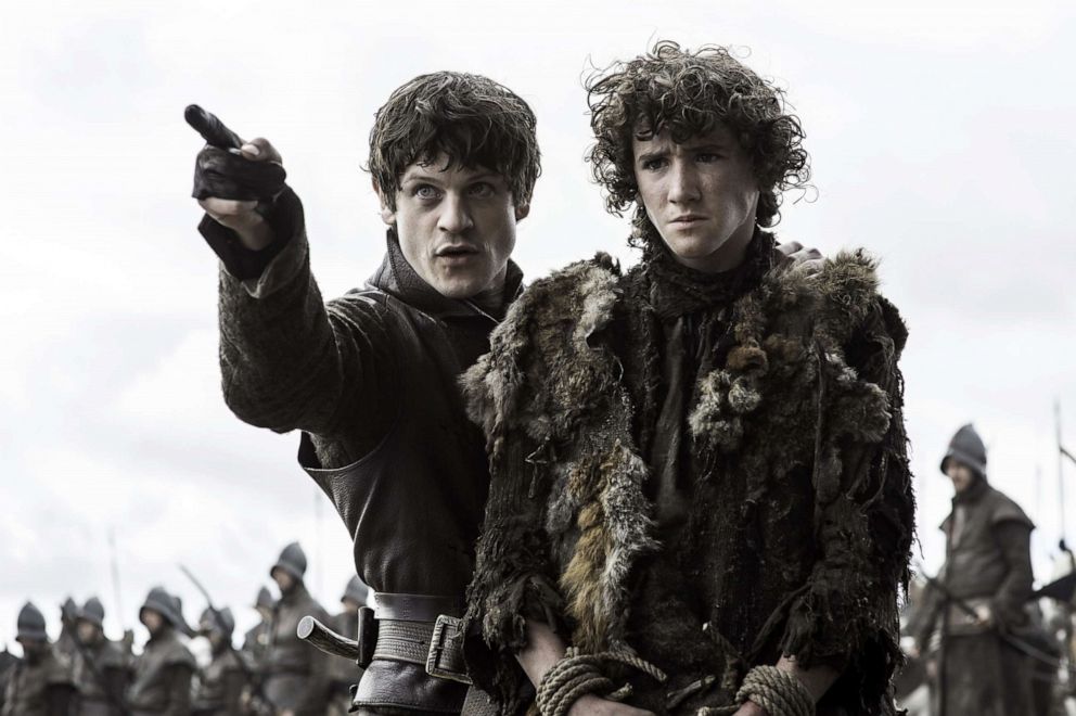  Iwan Rheon, Ramsay Bolton, left, and Art Parkinson, as Rickon Stark, in a scene from 'Game of Thrones.'					