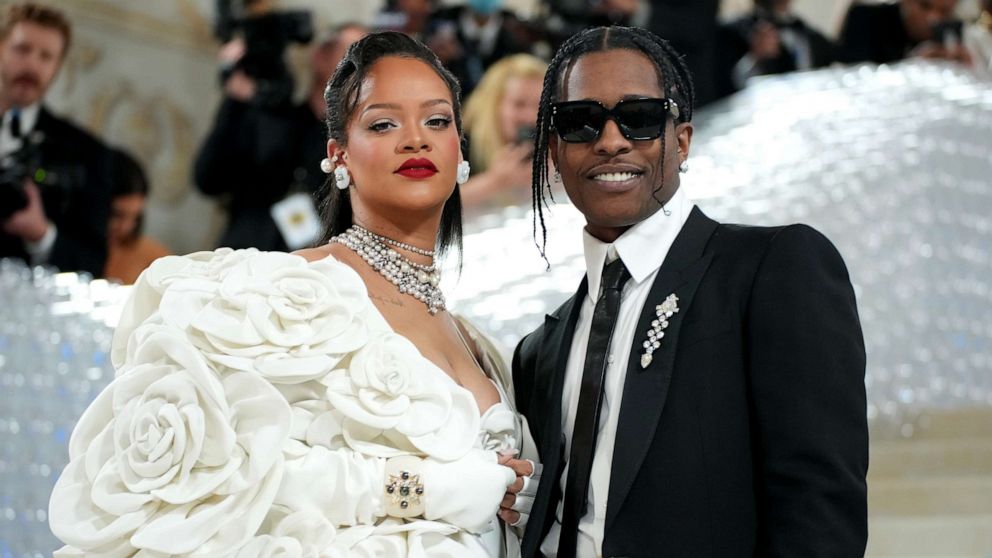 PHOTO: Rihanna and A$AP Rocky attend the 2023 Met Gala Celebrating "Karl Lagerfeld: A Line Of Beauty" at the Metropolitan Museum of Art, May 1, 2023, in New York.