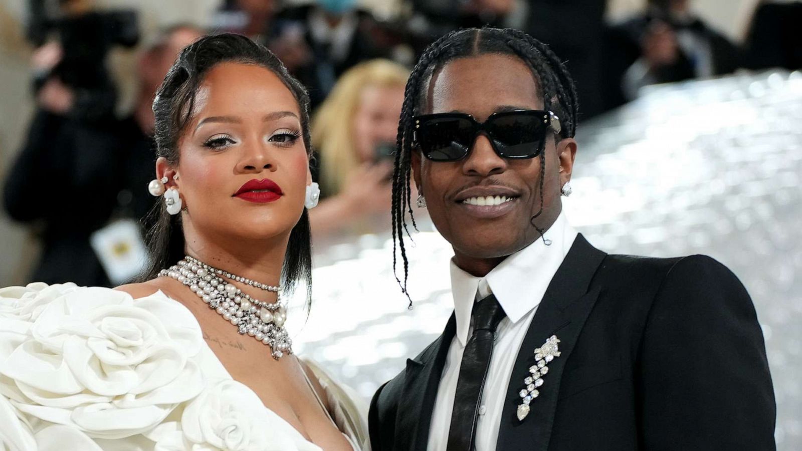 PHOTO: Rihanna and A$AP Rocky attend the 2023 Met Gala Celebrating "Karl Lagerfeld: A Line Of Beauty" at the Metropolitan Museum of Art, May 1, 2023, in New York.