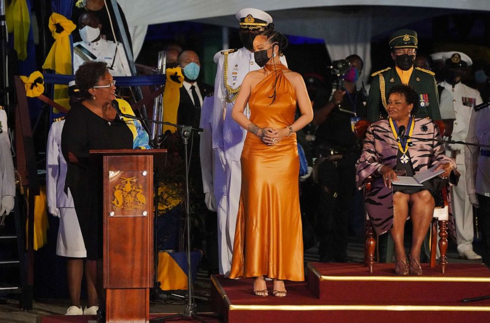 PHOTO: Rihanna attends the Presidential Inauguration Ceremony at Heroes Square, Nov. 30, 2021, in Bridgetown, Barbados.