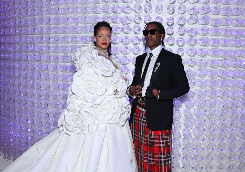 PHOTO: Rihanna and A$AP Rocky attend The 2023 Met Gala Celebrating "Karl Lagerfeld: A Line Of Beauty" at Metropolitan Museum of Art, May 1, 2023, in New York.