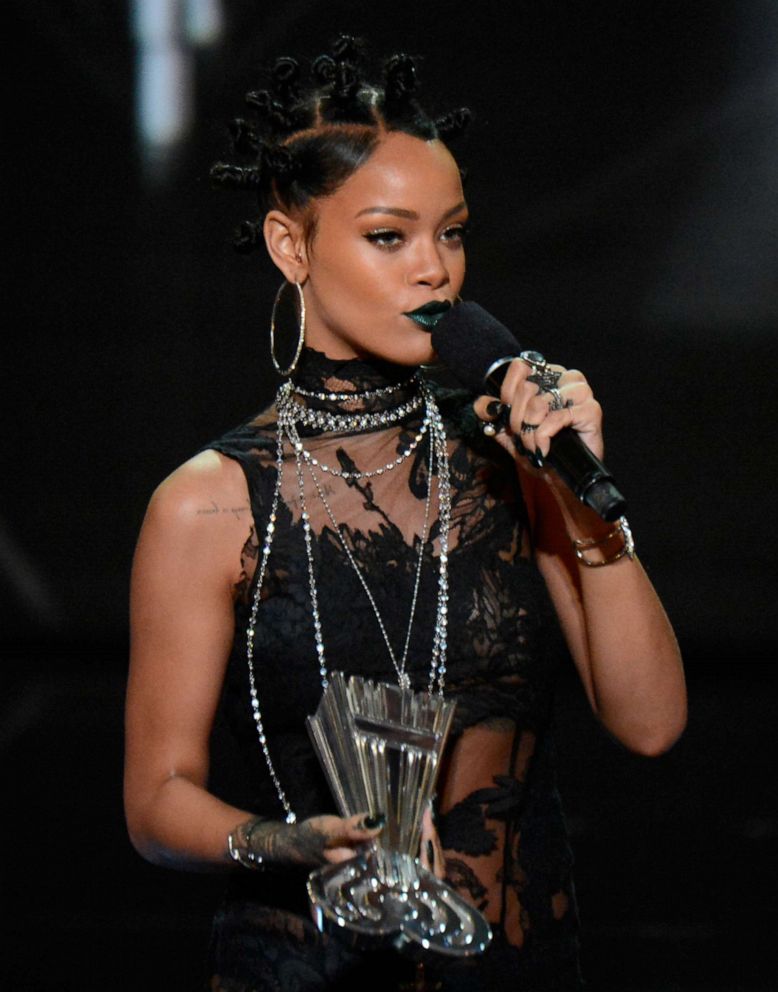 PHOTO: Rihanna accepts the Song of the Year award for 'Stay' onstage during the 2014 iHeartRadio Music Awards held at The Shrine Auditorium, May 1, 2014, in Los Angeles.
