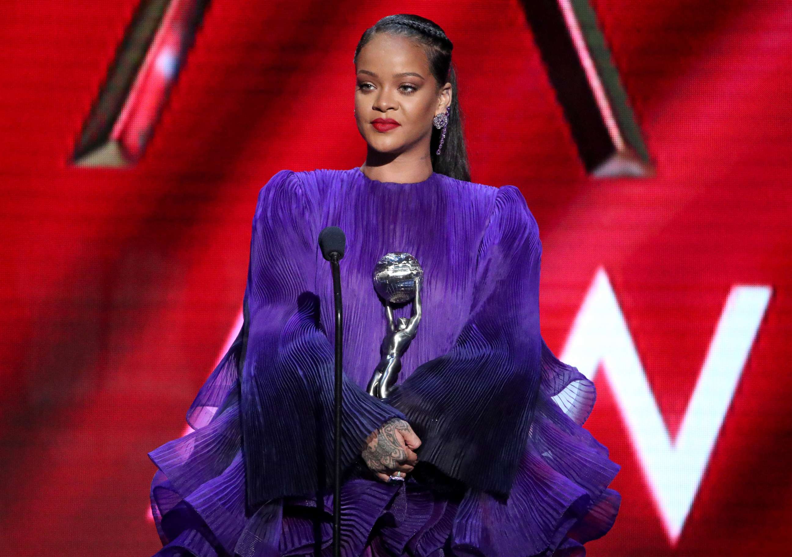 PHOTO: Rihanna accepts the President's Award onstage during the 51st NAACP Image Awards at the Pasadena Civic Auditorium, Feb. 22, 2020, in Pasadena, Calif.