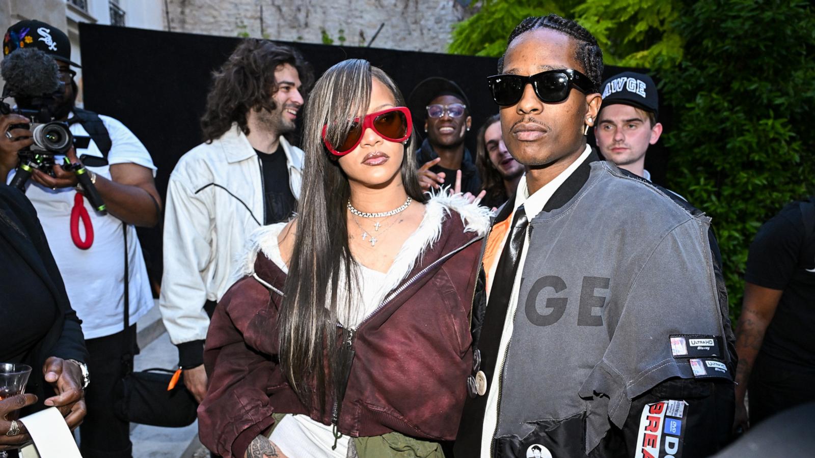 PHOTO: Rihanna and Asap Rocky attend the A$AP Rocky X American Sabotage by AWGE Menswear Spring/Summer 2025 show as part of Paris Fashion Week, on June 21, 2024, in Paris.