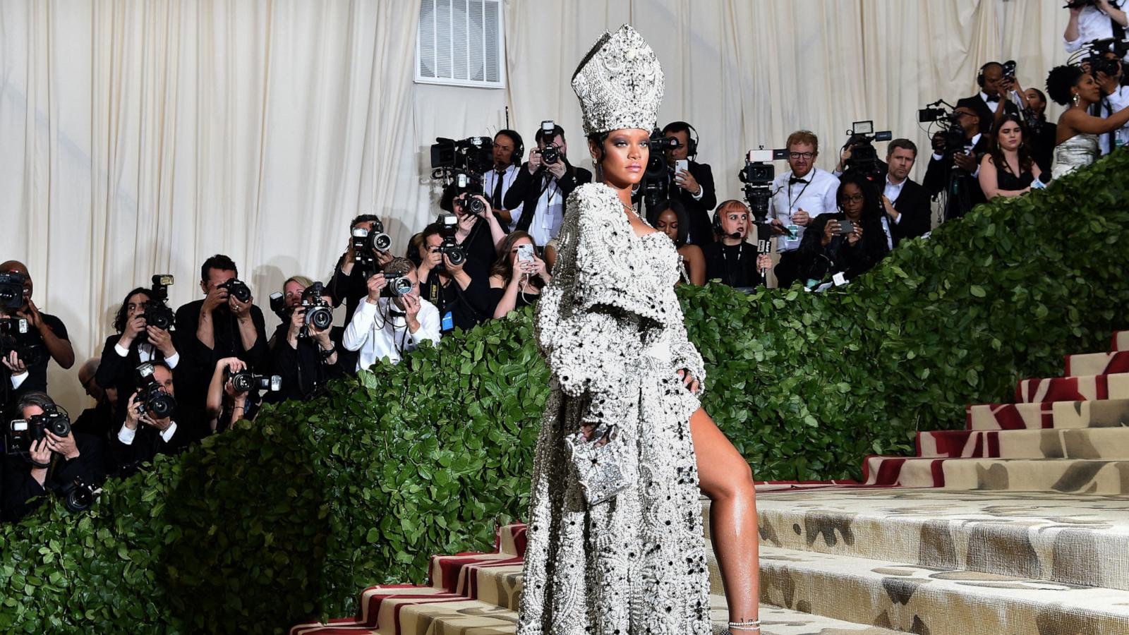 PHOTO: In this May 7, 2018, file photo, Rihanna arrives for the 2018 Met Gala, at the Metropolitan Museum of Art in New York.