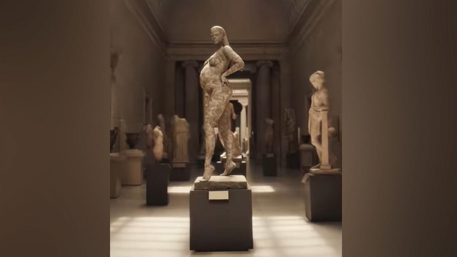 PHOTO: In this screen grab from a video posted to Vogue Magazine's Instagram account, a marble statue of Rihanna is shown at the Met Gala on May 2, 2022, in New York.