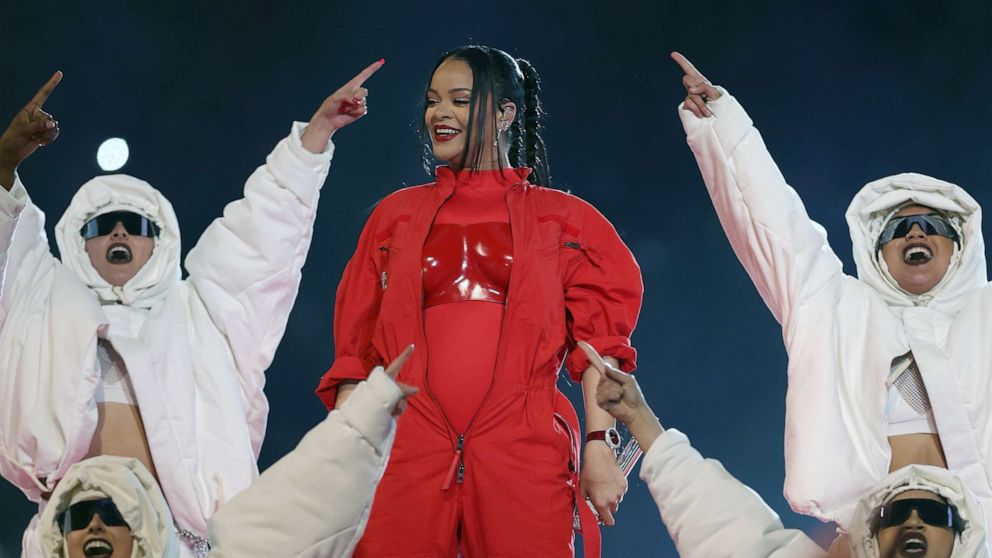 Inside Rihanna's red hot Super Bowl 2023 style All the glam details ABC News