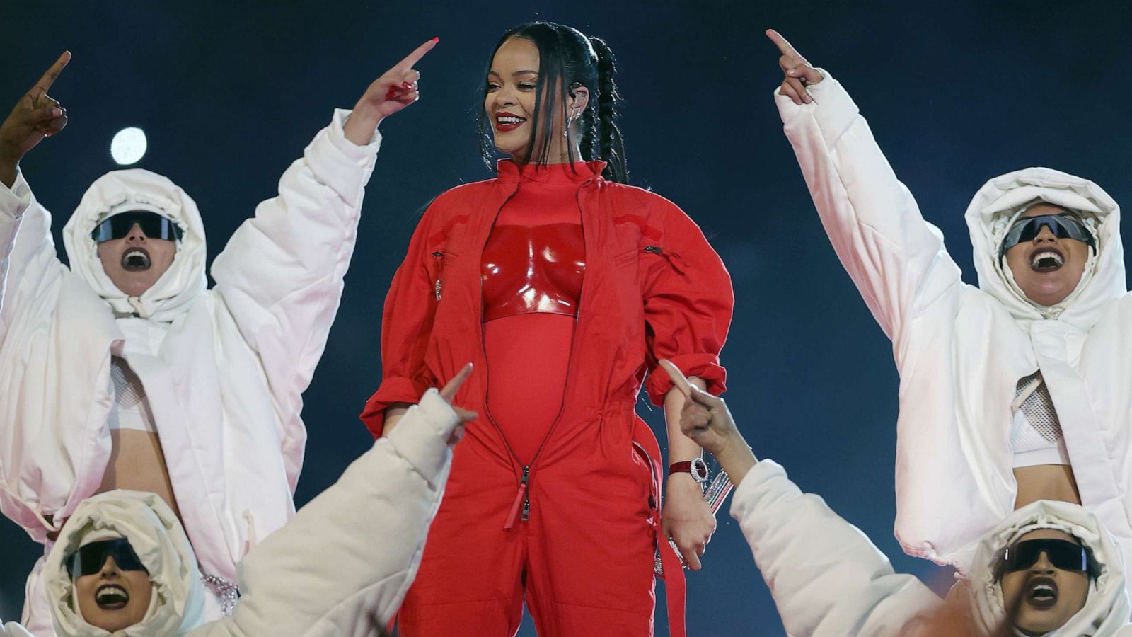 PHOTO: Rihanna performs onstage during the Apple Music Super Bowl LVII Halftime Show at State Farm Stadium on Feb. 12, 2023 in Glendale, Ariz.