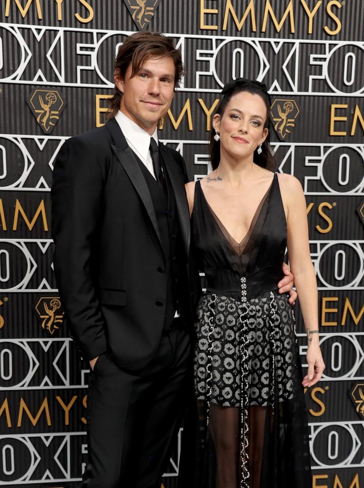 PHOTO: Ben Smith-Petersen and Riley Keough attend the 75th Primetime Emmy Awards at Peacock Theater in Los Angeles, Jan. 15, 2024.