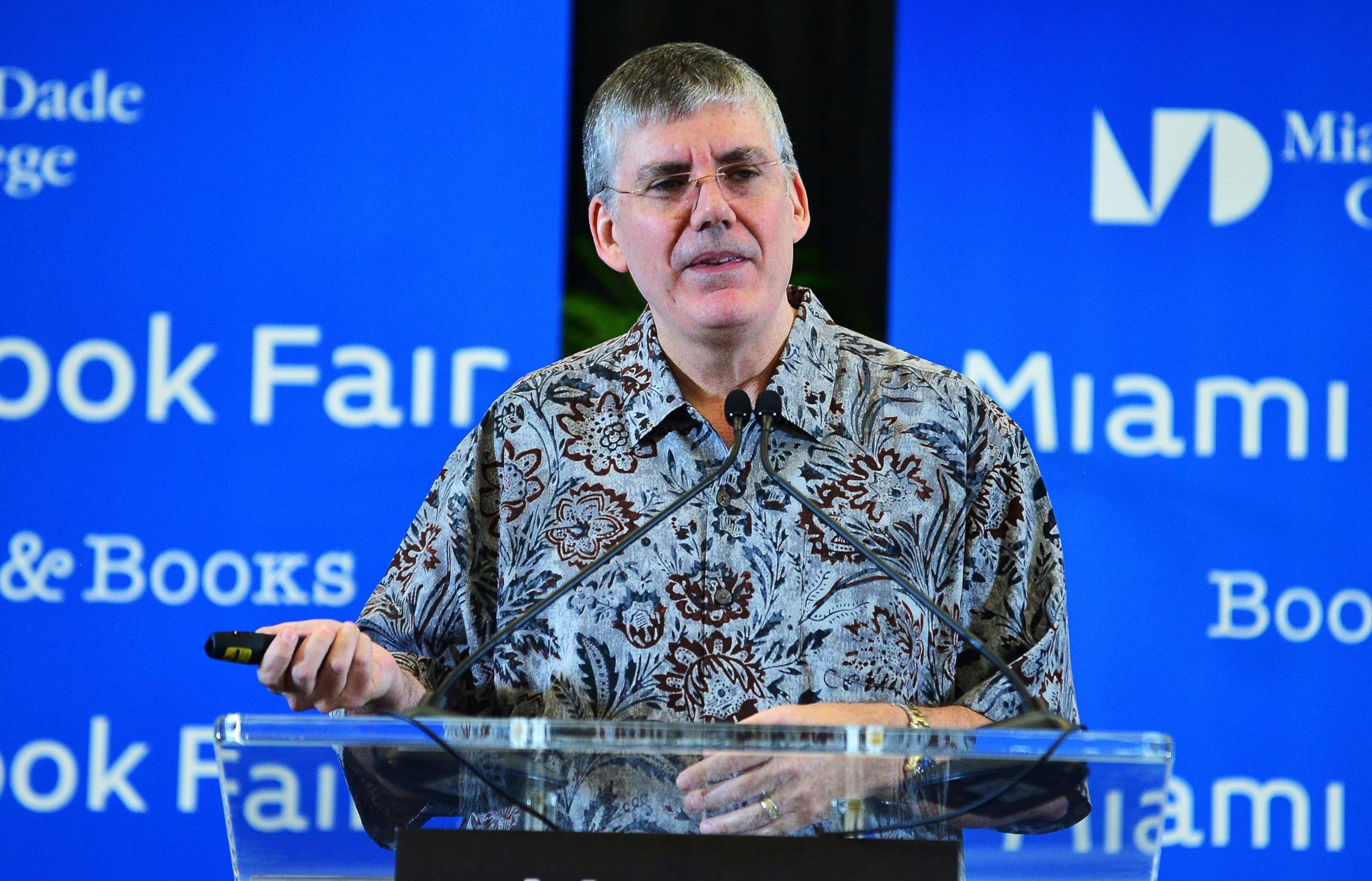 PHOTO: Author Rick Riordan speaks at Miami Dade College Chapman Conference Center on Oct. 10, 2015 in Miami, Fla.